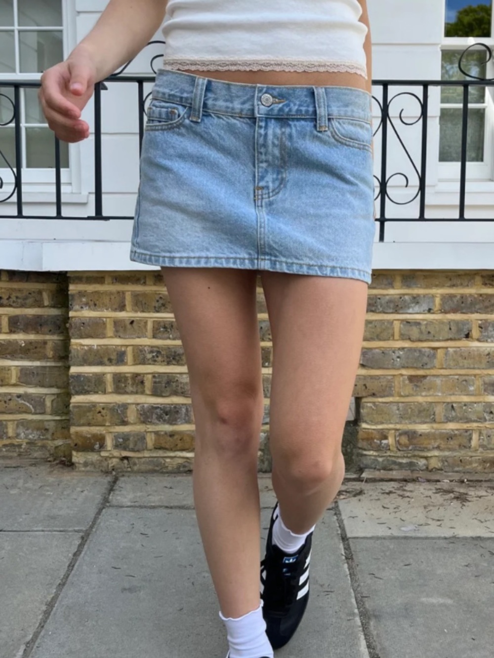 Brandy melville new Light Wash Denim Mini Skirt